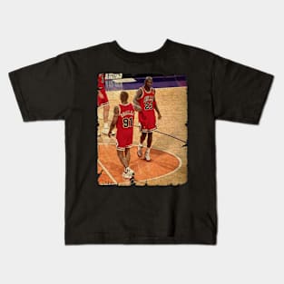 Michael Jordan and Dennis Rodman on Chicago Bulls Kids T-Shirt